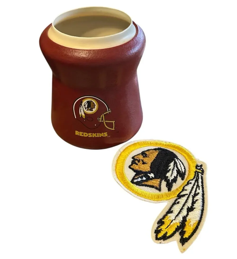 Vintage Washington Redskins Foam Koozie & Embroidered Patch 1990s Rare